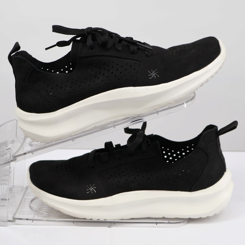 Clarks Solevana Black Perforated Sneaker Side Zip Comfort Shoe 9M